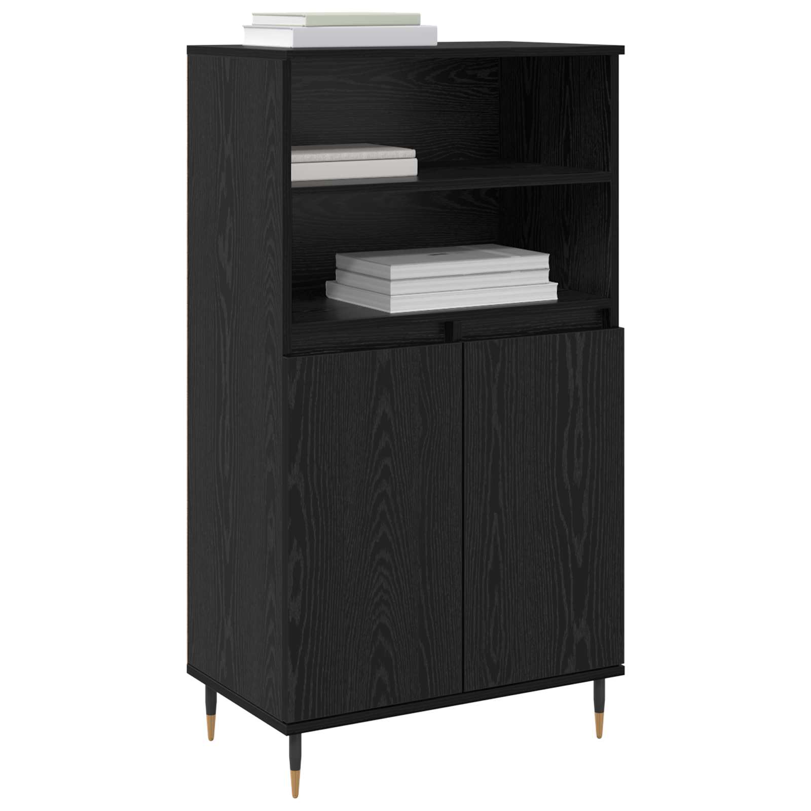 Highboard Zwart 60 x 36 x 110 cm Bewerkt hout is nu te koop bij PeponiXL, paradijselijk wonen!
