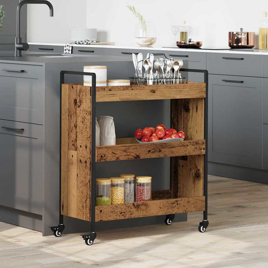 Keuken Trolley Oudhout 70 x 30 x 82 cm Bewerkt hout is nu te koop bij PeponiXL, paradijselijk wonen!