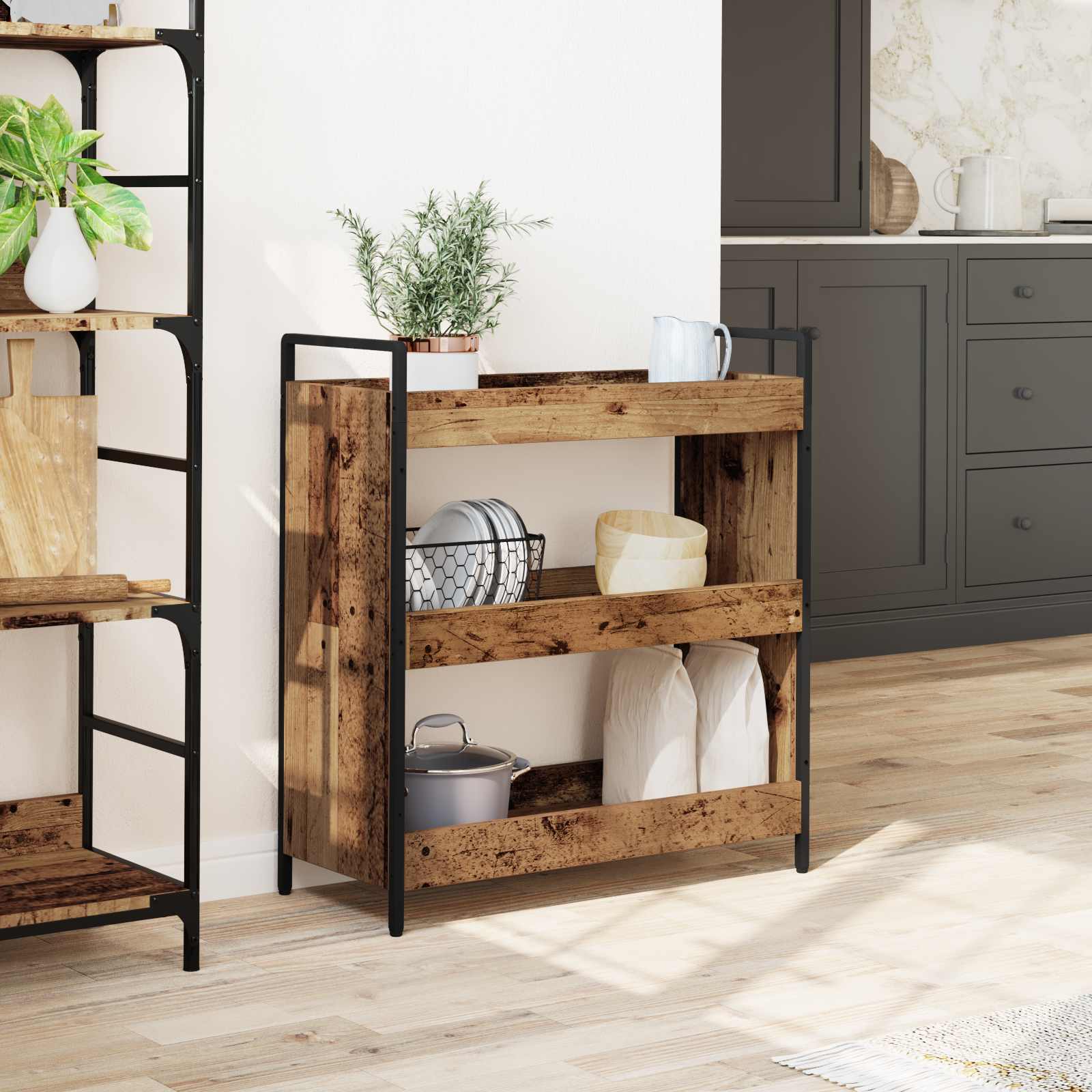 Keuken Trolley Oudhout 70 x 30 x 82 cm Bewerkt hout is nu te koop bij PeponiXL, paradijselijk wonen!