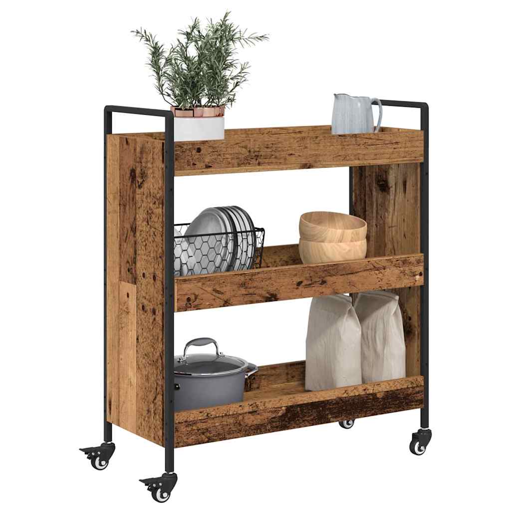 Keuken Trolley Oudhout 70 x 30 x 82 cm Bewerkt hout is nu te koop bij PeponiXL, paradijselijk wonen!