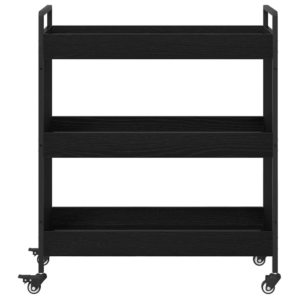 Keuken Trolley Zwart Eiken 70 x 30 x 82 cm Bewerkt hout is nu te koop bij PeponiXL, paradijselijk wonen!