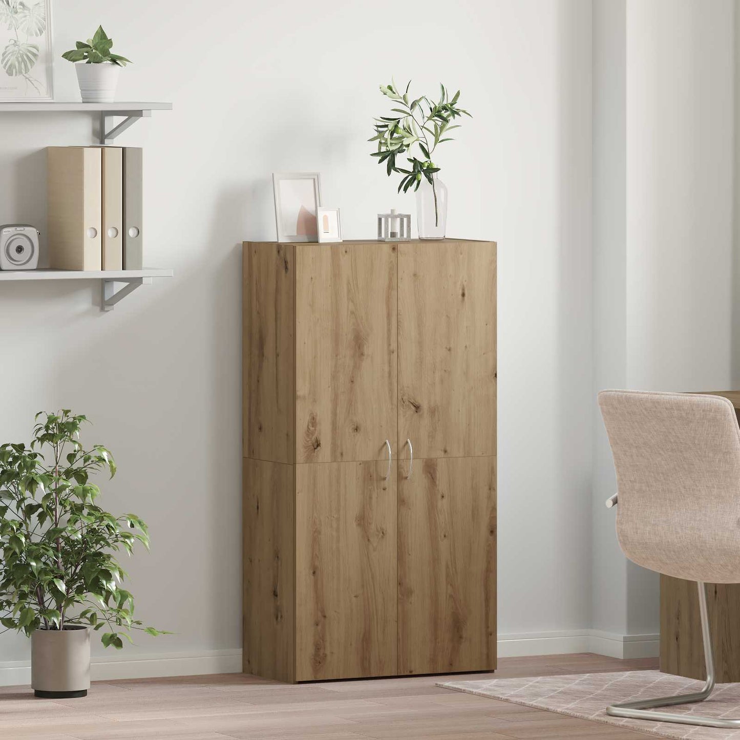 Kantoorkast Artisanaal eiken 60 x 32 x 115 cm Bewerkt hout