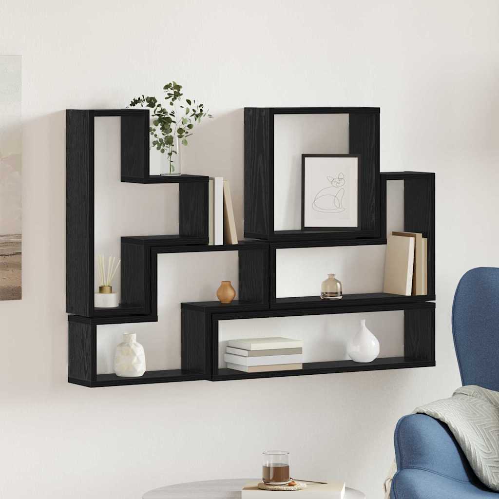 Wandplank Wandgemonteerd met opslag Zwart Eiken 96 x 12 x 64 cm is nu te koop bij PeponiXL, paradijselijk wonen!