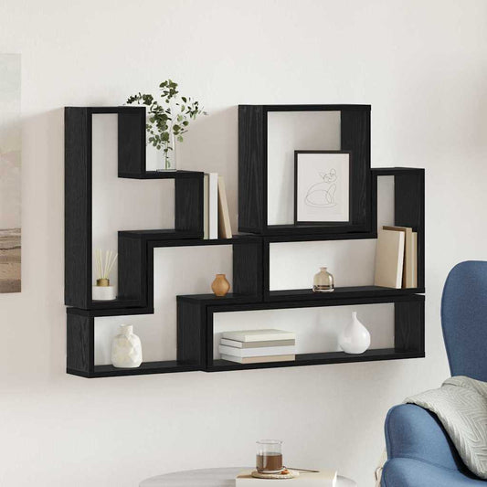 Wandplank Wandgemonteerd met opslag Zwart Eiken 96 x 12 x 64 cm is nu te koop bij PeponiXL, paradijselijk wonen!