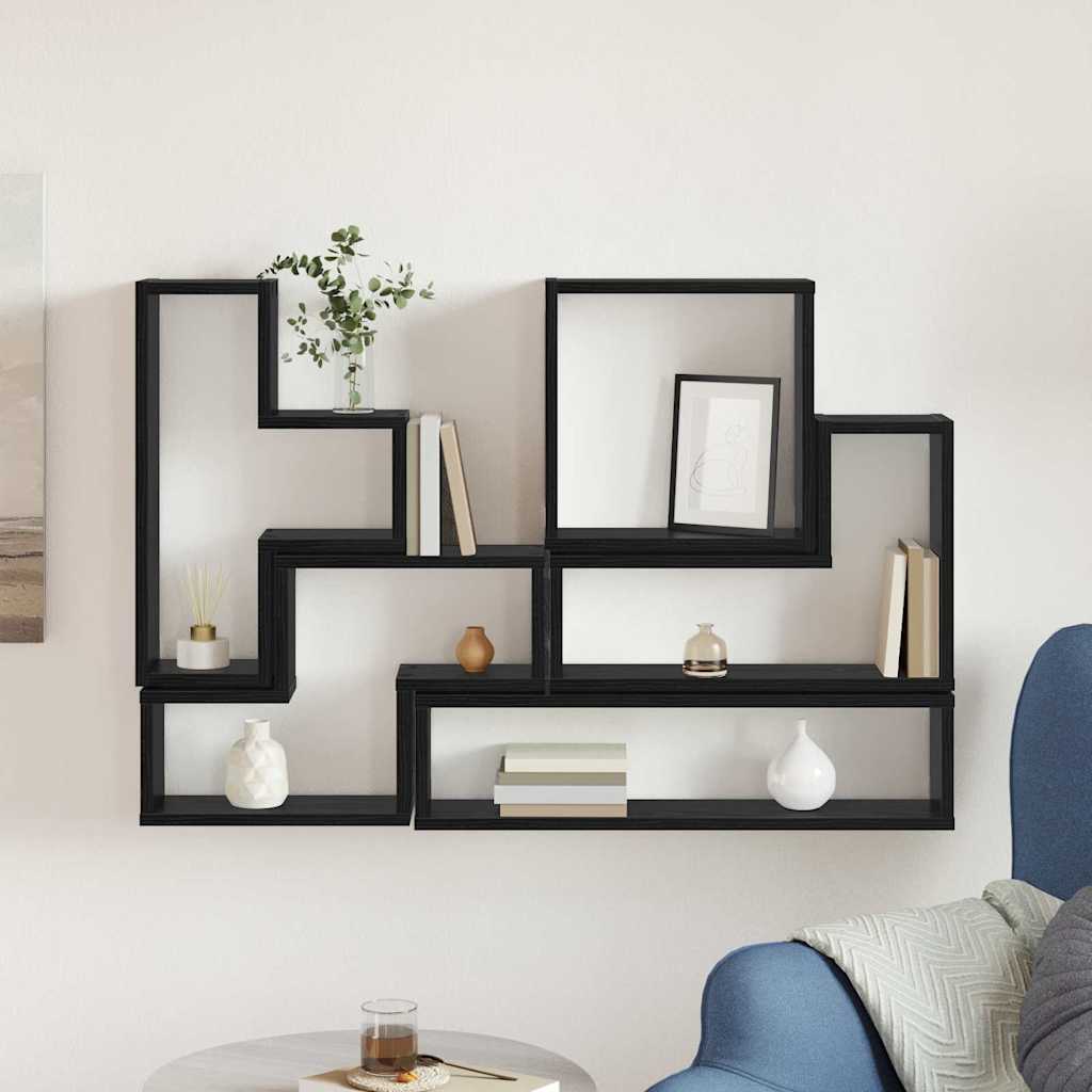 Wandplank Wandgemonteerd met opslag Zwart Eiken 96 x 12 x 64 cm is nu te koop bij PeponiXL, paradijselijk wonen!