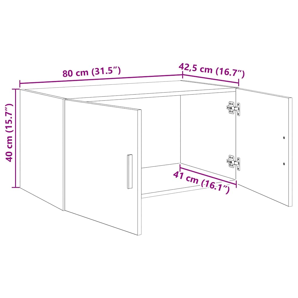 Wandkast Wandgemonteerd Oud hout 80 x 42.5 x 40 cm Bewerkt hout is nu te koop bij PeponiXL, paradijselijk wonen!