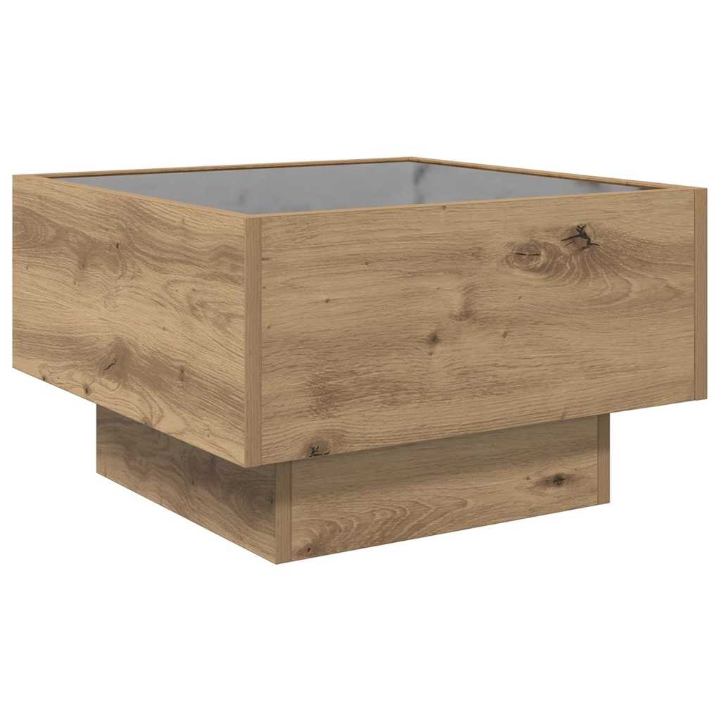 Salontafel artisanaal eikenkleurig 50 x 50 x 30 cm Bewerkt hout is nu te koop bij PeponiXL, paradijselijk wonen!