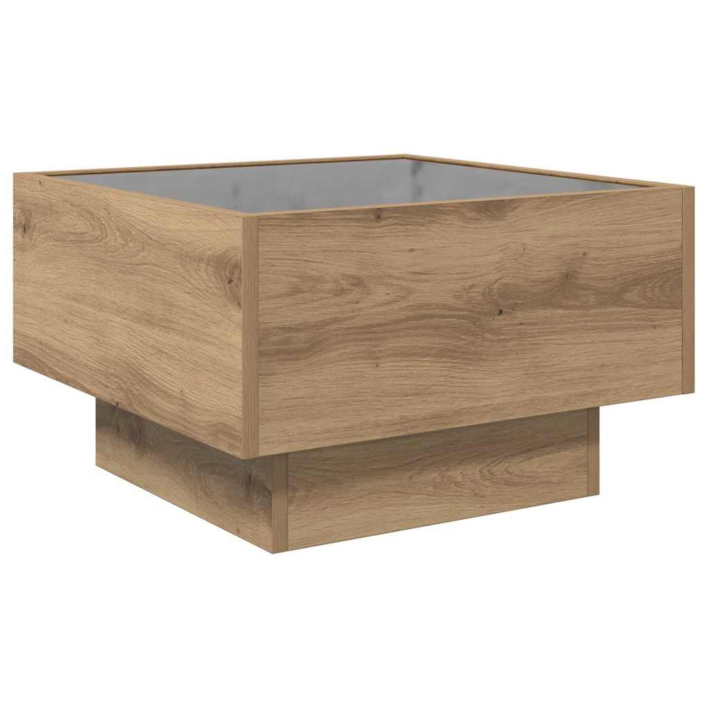 Salontafel artisanaal eikenkleurig 50 x 50 x 30 cm Bewerkt hout is nu te koop bij PeponiXL, paradijselijk wonen!