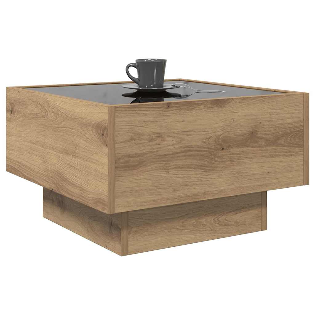 Salontafel artisanaal eikenkleurig 50 x 50 x 30 cm Bewerkt hout is nu te koop bij PeponiXL, paradijselijk wonen!