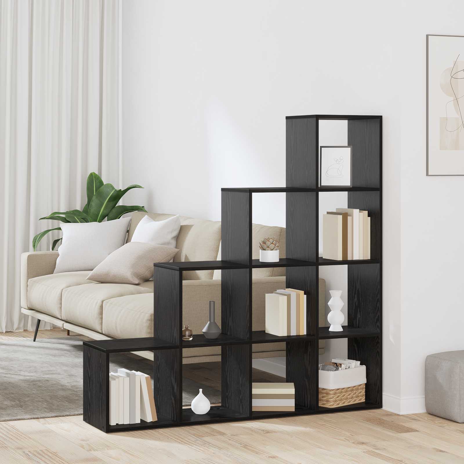 Kamerscherm Boekenkast Zwart Eiken 131,5 x 29 x 131,5 cm is nu te koop bij PeponiXL, paradijselijk wonen!