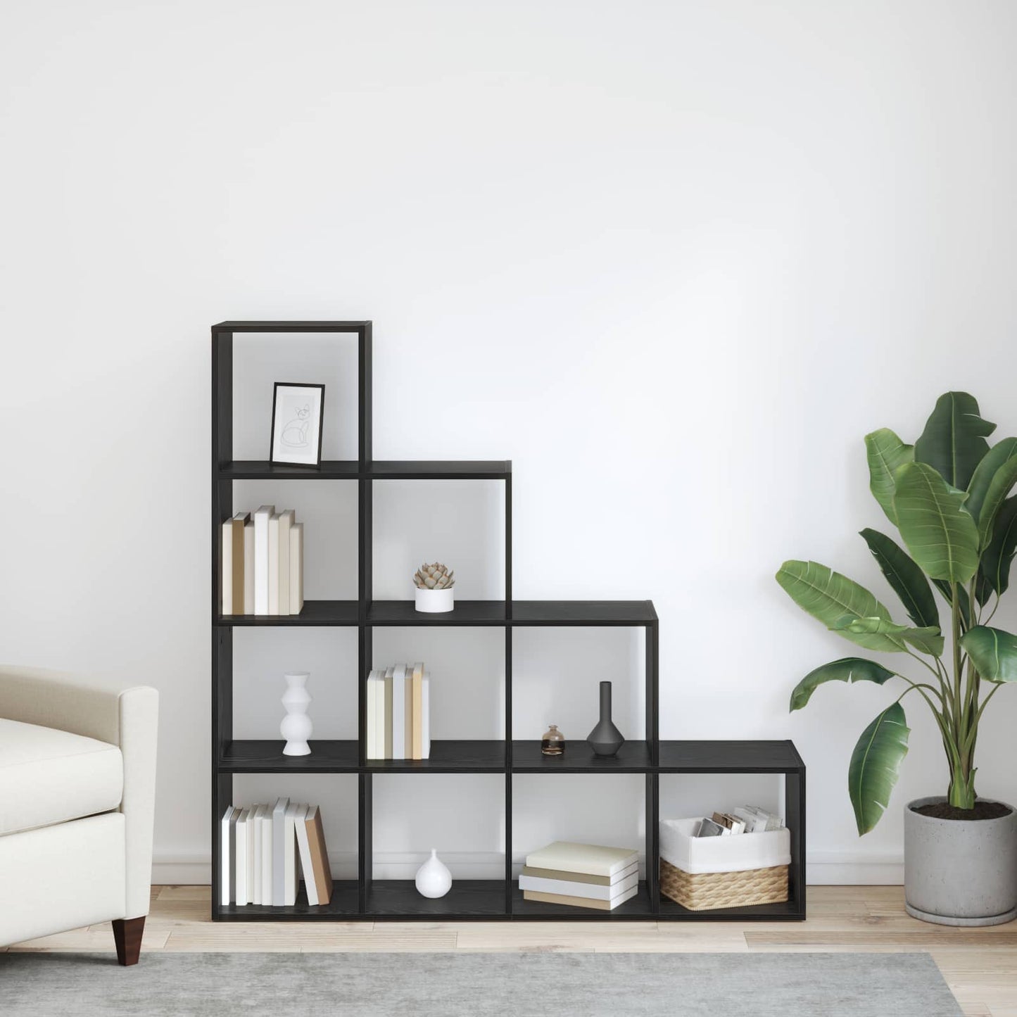 Kamerscherm Boekenkast Zwart Eiken 131,5 x 29 x 131,5 cm is nu te koop bij PeponiXL, paradijselijk wonen!