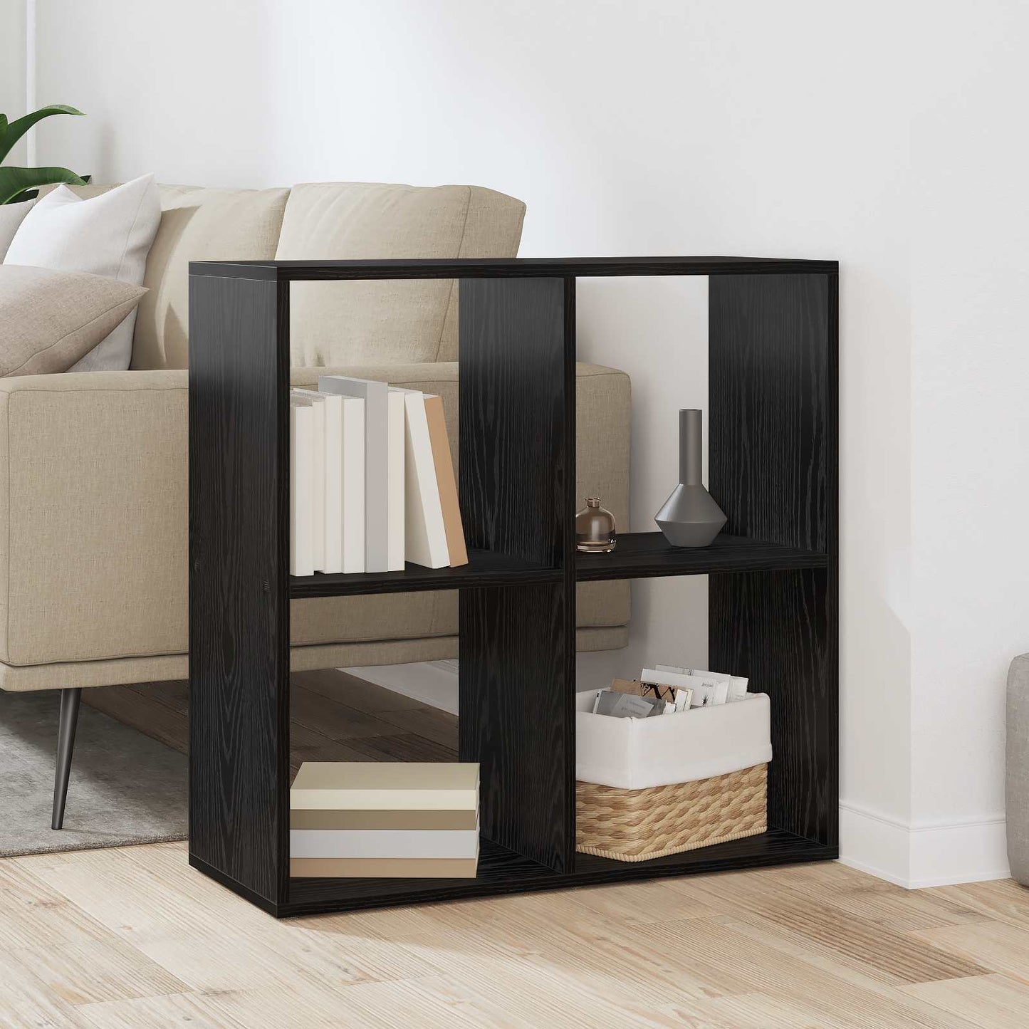 Boekenkast Zwart Eiken 69,5 x 29 x 69,5 cm Bewerkt hout is nu te koop bij PeponiXL, paradijselijk wonen!