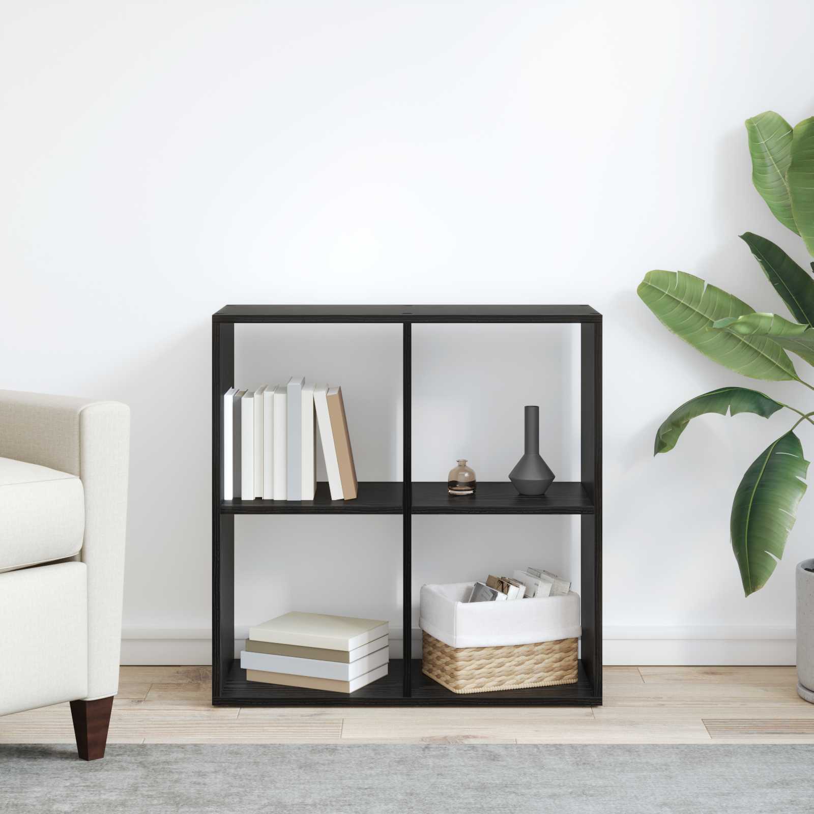 Boekenkast Zwart Eiken 69,5 x 29 x 69,5 cm Bewerkt hout is nu te koop bij PeponiXL, paradijselijk wonen!