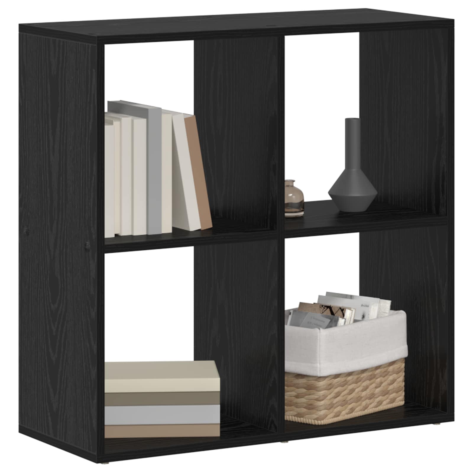 Boekenkast Zwart Eiken 69,5 x 29 x 69,5 cm Bewerkt hout is nu te koop bij PeponiXL, paradijselijk wonen!