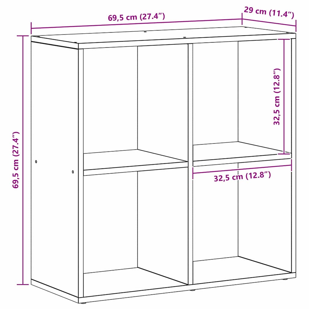 Boekenkast Zwart Eiken 69,5 x 29 x 69,5 cm Bewerkt hout is nu te koop bij PeponiXL, paradijselijk wonen!