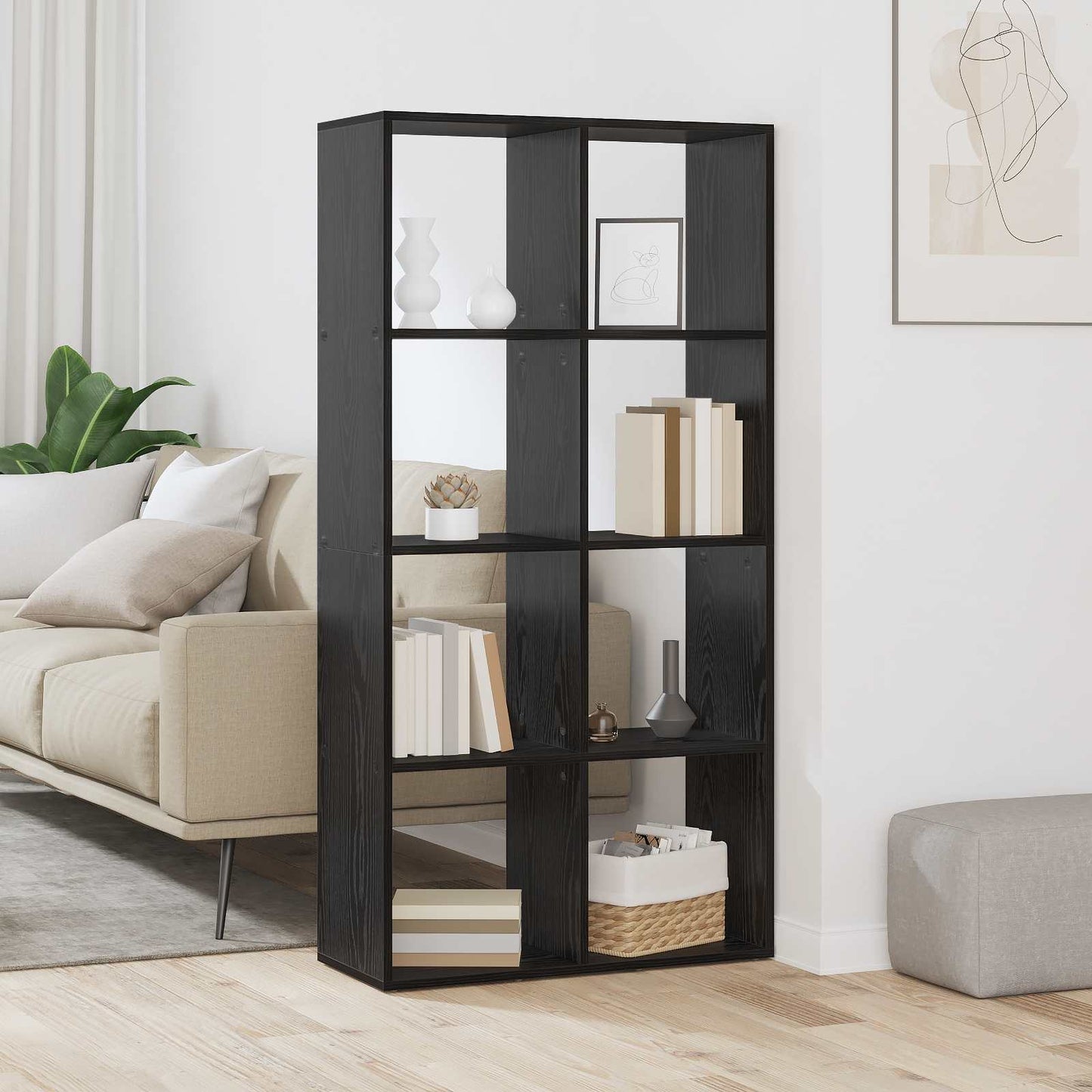 Boekenkast Zwart Eiken 69,5 x 29 x 137,5 cm Bewerkt hout is nu te koop bij PeponiXL, paradijselijk wonen!