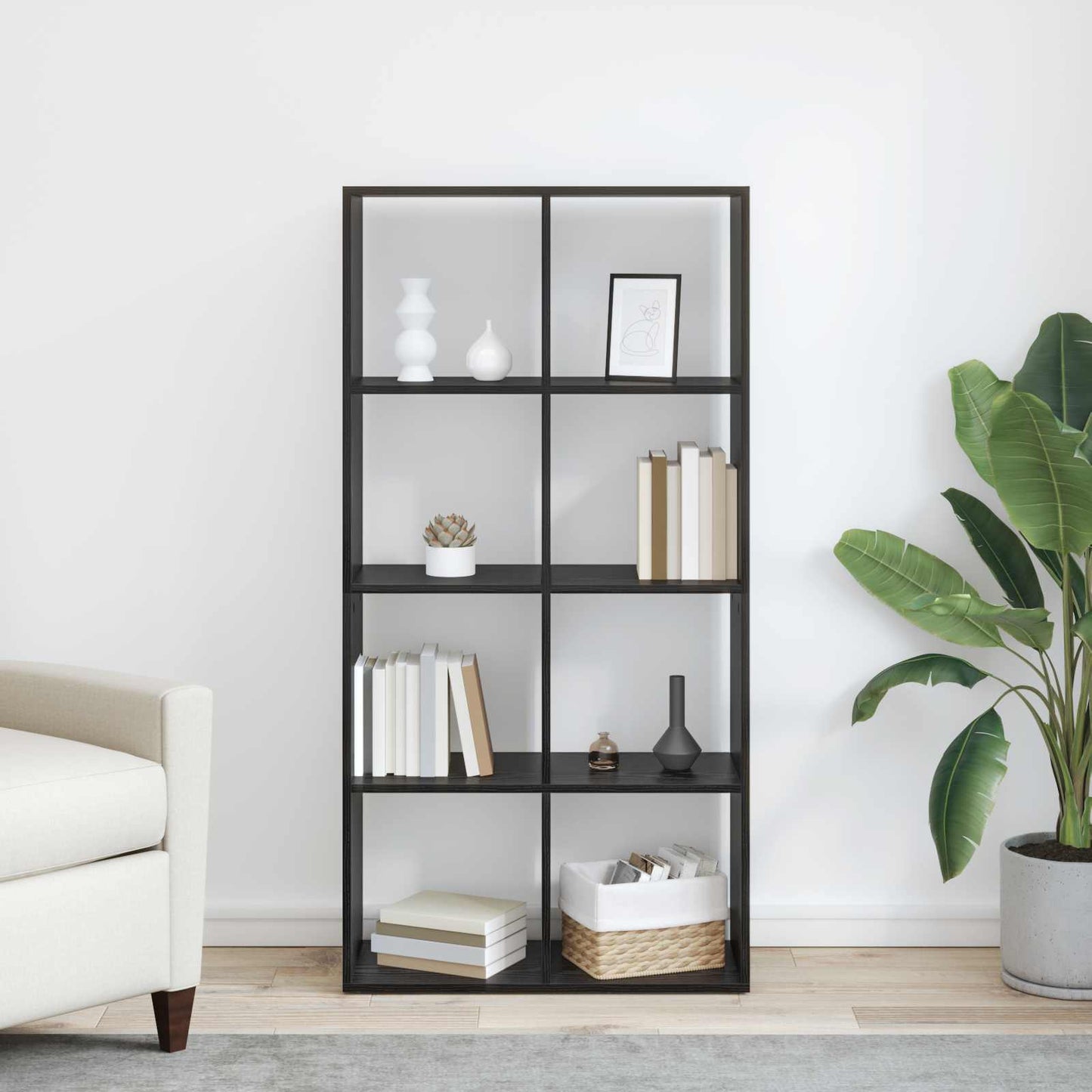 Boekenkast Zwart Eiken 69,5 x 29 x 137,5 cm Bewerkt hout is nu te koop bij PeponiXL, paradijselijk wonen!