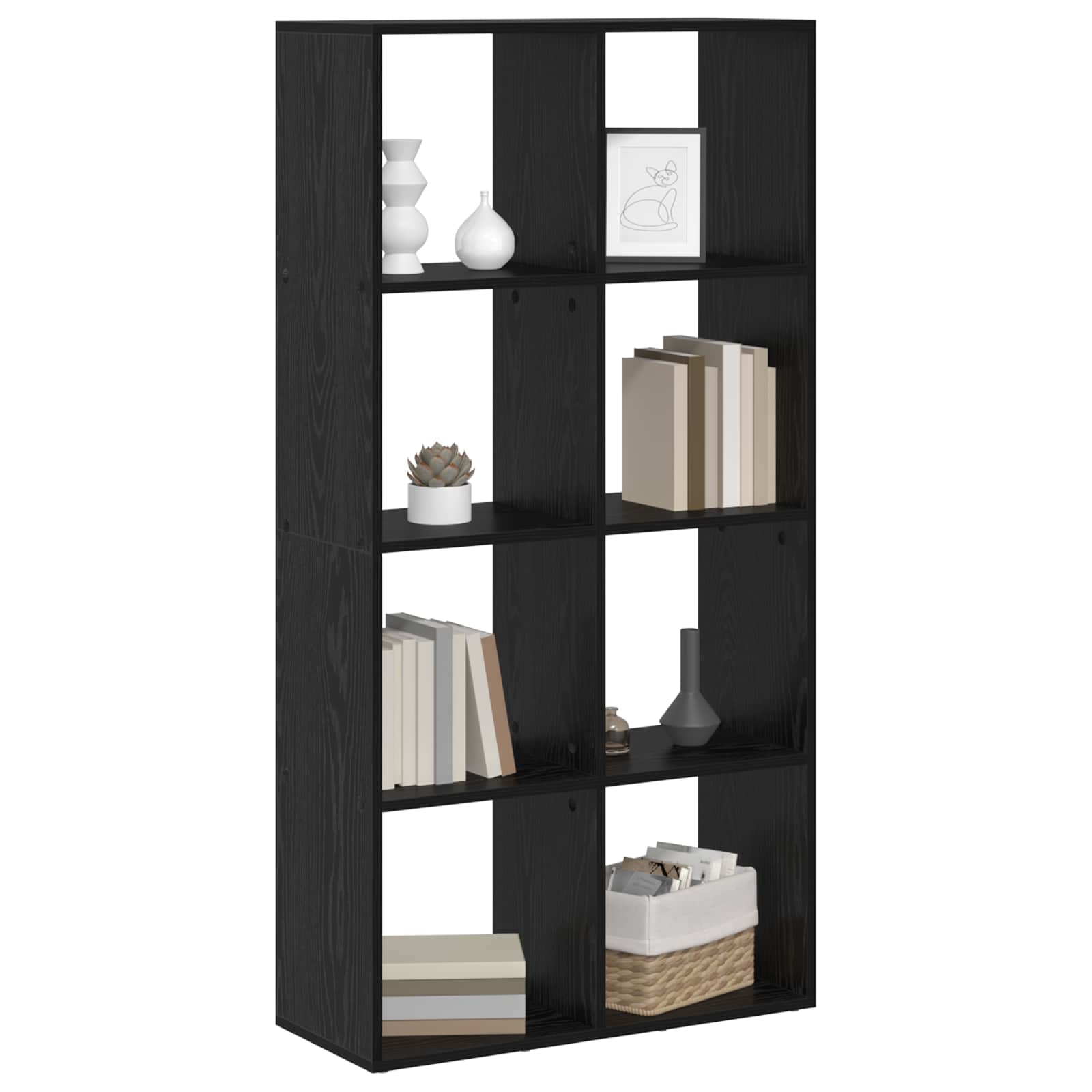 Boekenkast Zwart Eiken 69,5 x 29 x 137,5 cm Bewerkt hout is nu te koop bij PeponiXL, paradijselijk wonen!