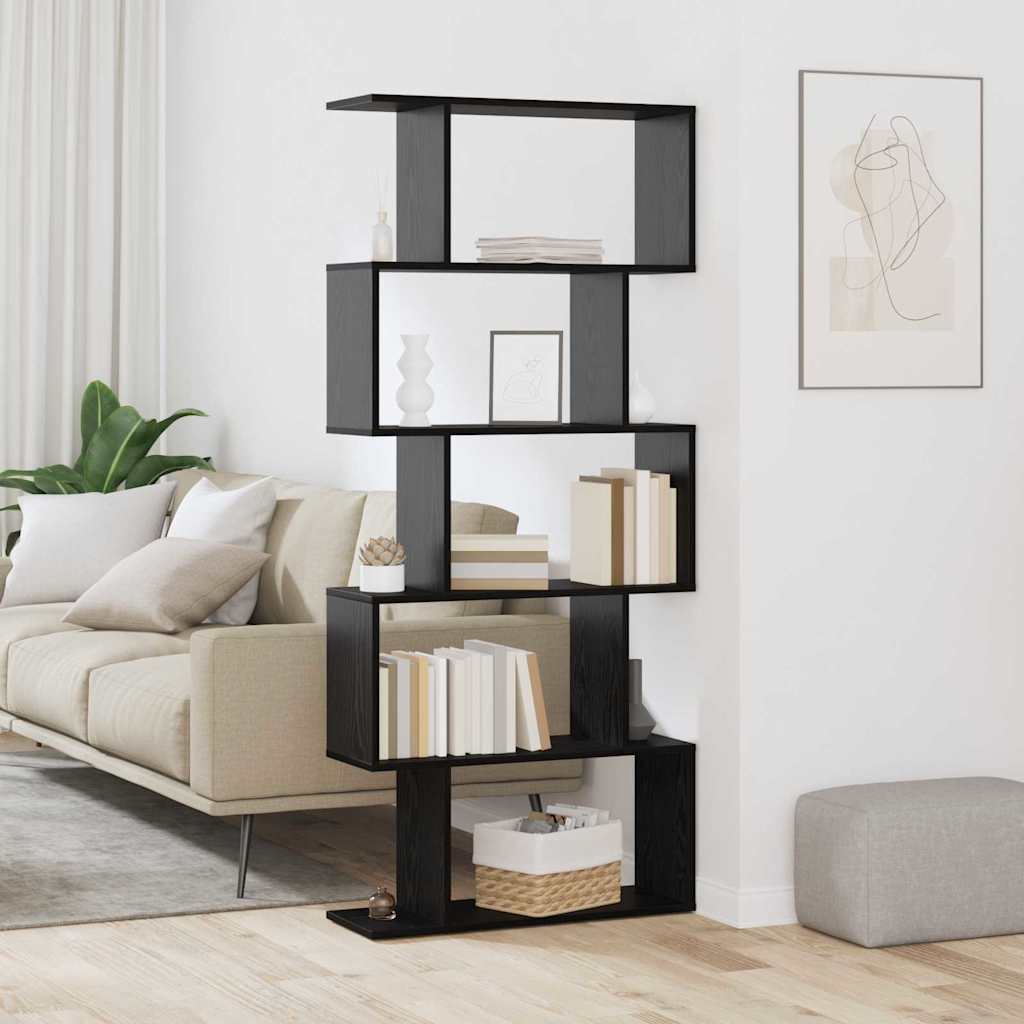 Boekenkast Zwart Eiken 70 x 24 x 161 cm Bewerkt hout is nu te koop bij PeponiXL, paradijselijk wonen!