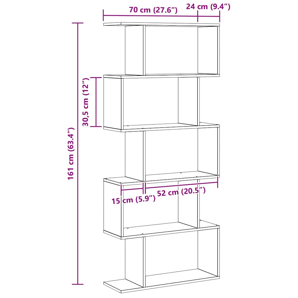 Boekenkast Zwart Eiken 70 x 24 x 161 cm Bewerkt hout is nu te koop bij PeponiXL, paradijselijk wonen!