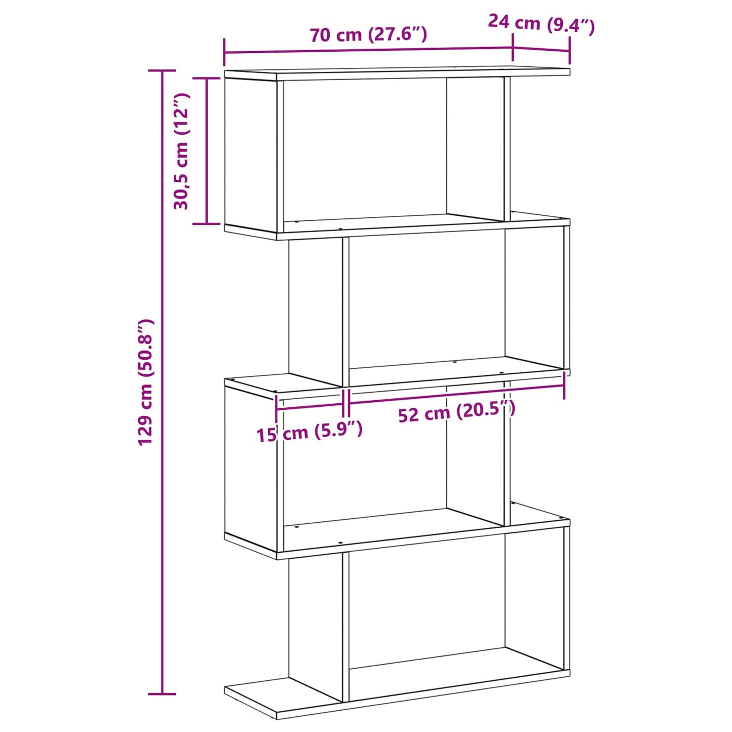 Boekenkast Zwart Eiken 70 x 24 x 129 cm Bewerkt hout is nu te koop bij PeponiXL, paradijselijk wonen!