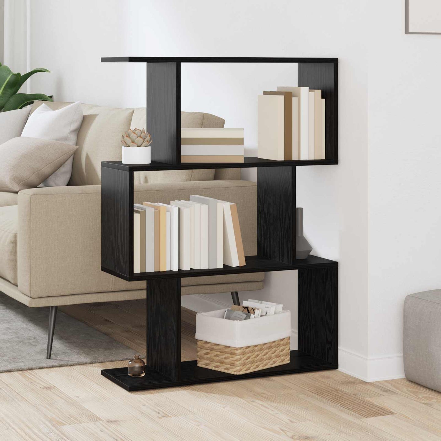 Boekenkast Zwart Eiken 70 x 24 x 97 cm Bewerkt hout is nu te koop bij PeponiXL, paradijselijk wonen!