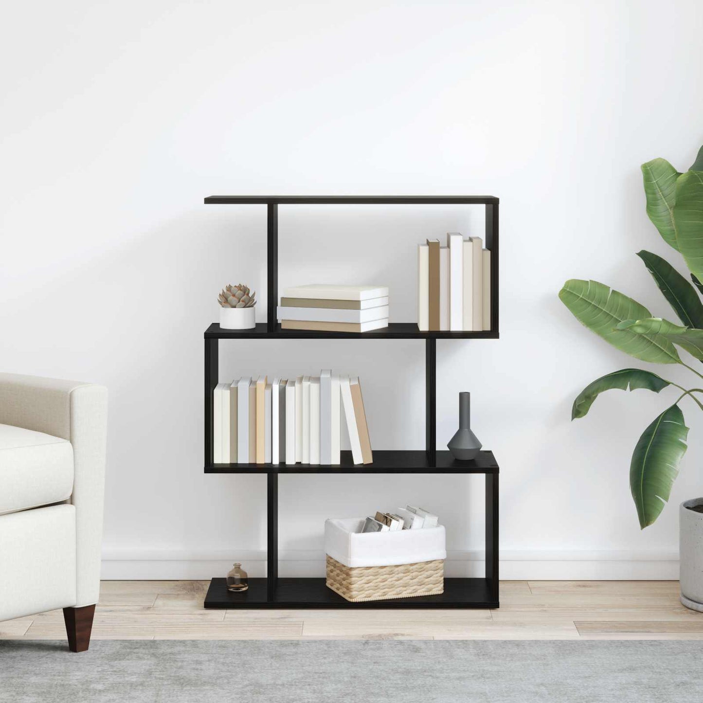 Boekenkast Zwart Eiken 70 x 24 x 97 cm Bewerkt hout is nu te koop bij PeponiXL, paradijselijk wonen!