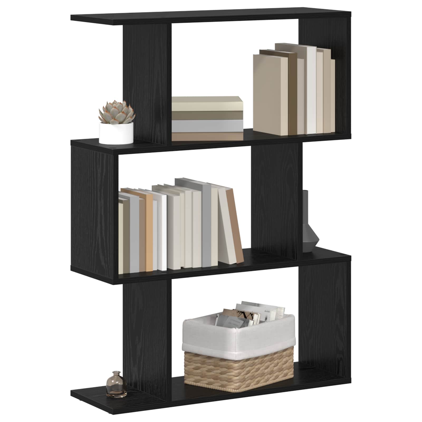 Boekenkast Zwart Eiken 70 x 24 x 97 cm Bewerkt hout is nu te koop bij PeponiXL, paradijselijk wonen!