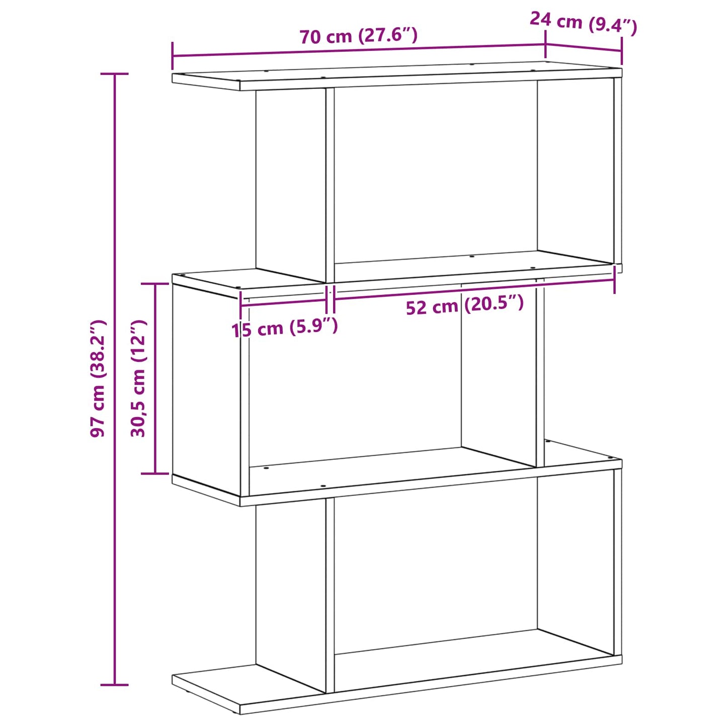 Boekenkast Zwart Eiken 70 x 24 x 97 cm Bewerkt hout is nu te koop bij PeponiXL, paradijselijk wonen!