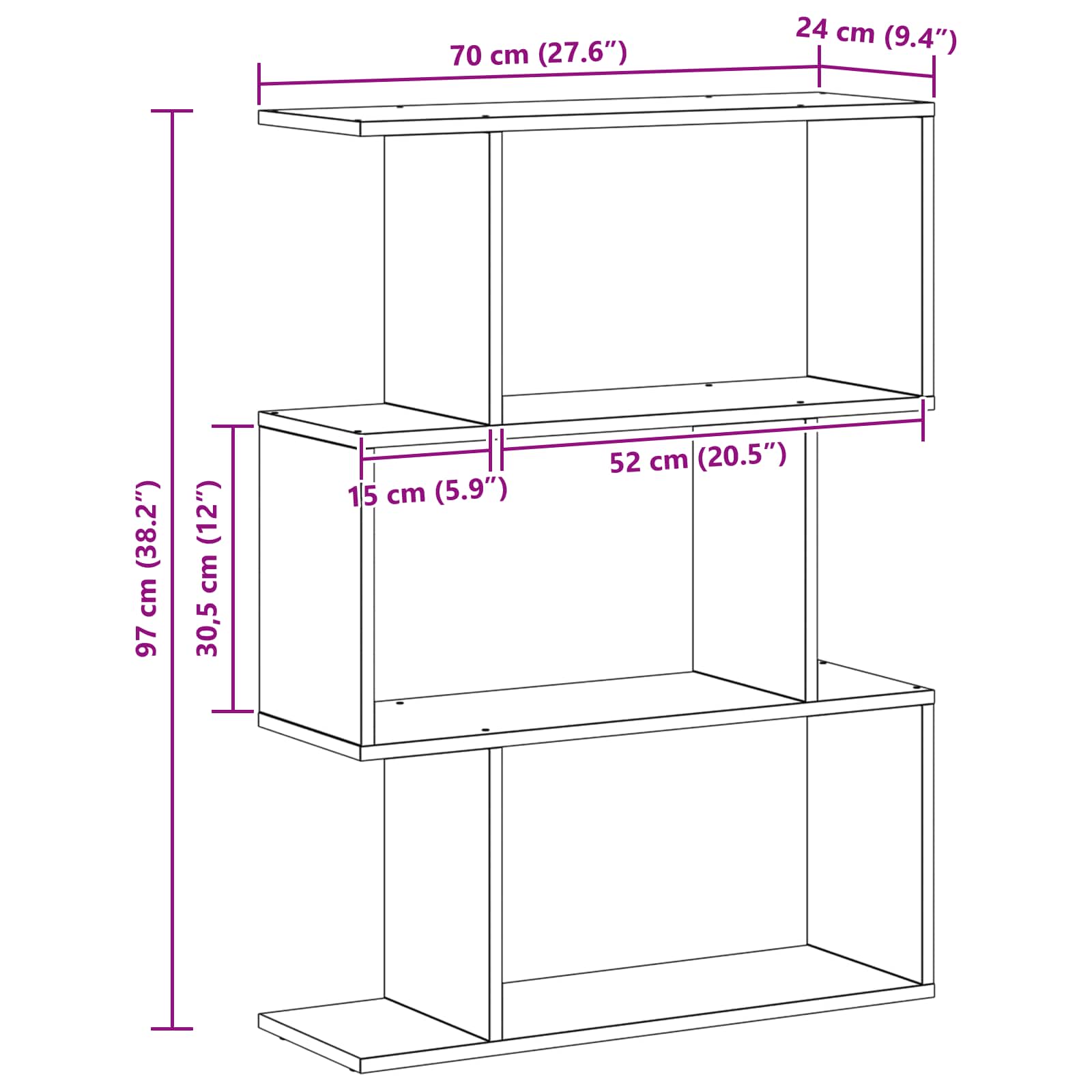 Boekenkast Zwart Eiken 70 x 24 x 97 cm Bewerkt hout is nu te koop bij PeponiXL, paradijselijk wonen!