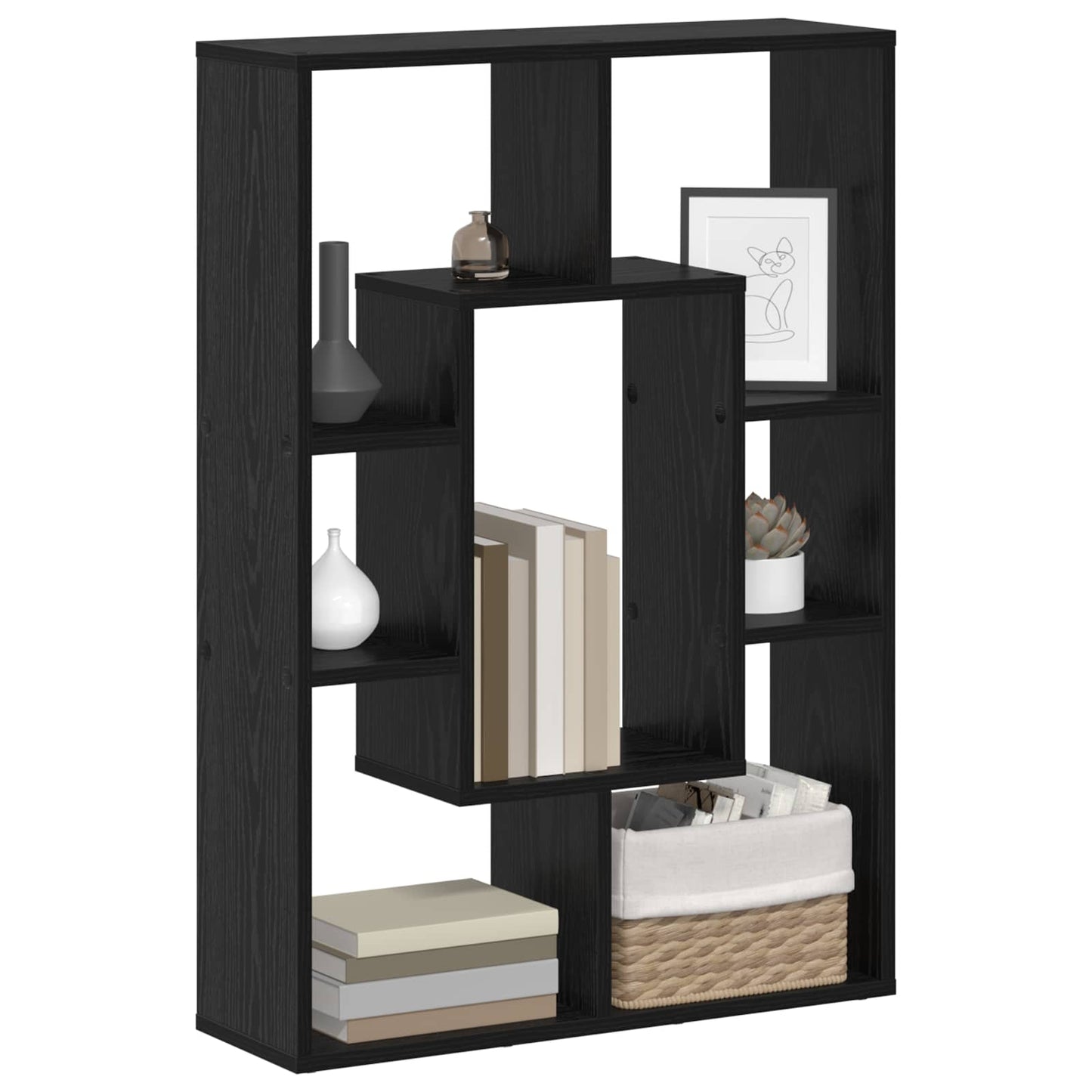 Boekenkast Zwart Eiken 63 x 20 x 90 cm Bewerkt hout is nu te koop bij PeponiXL, paradijselijk wonen!