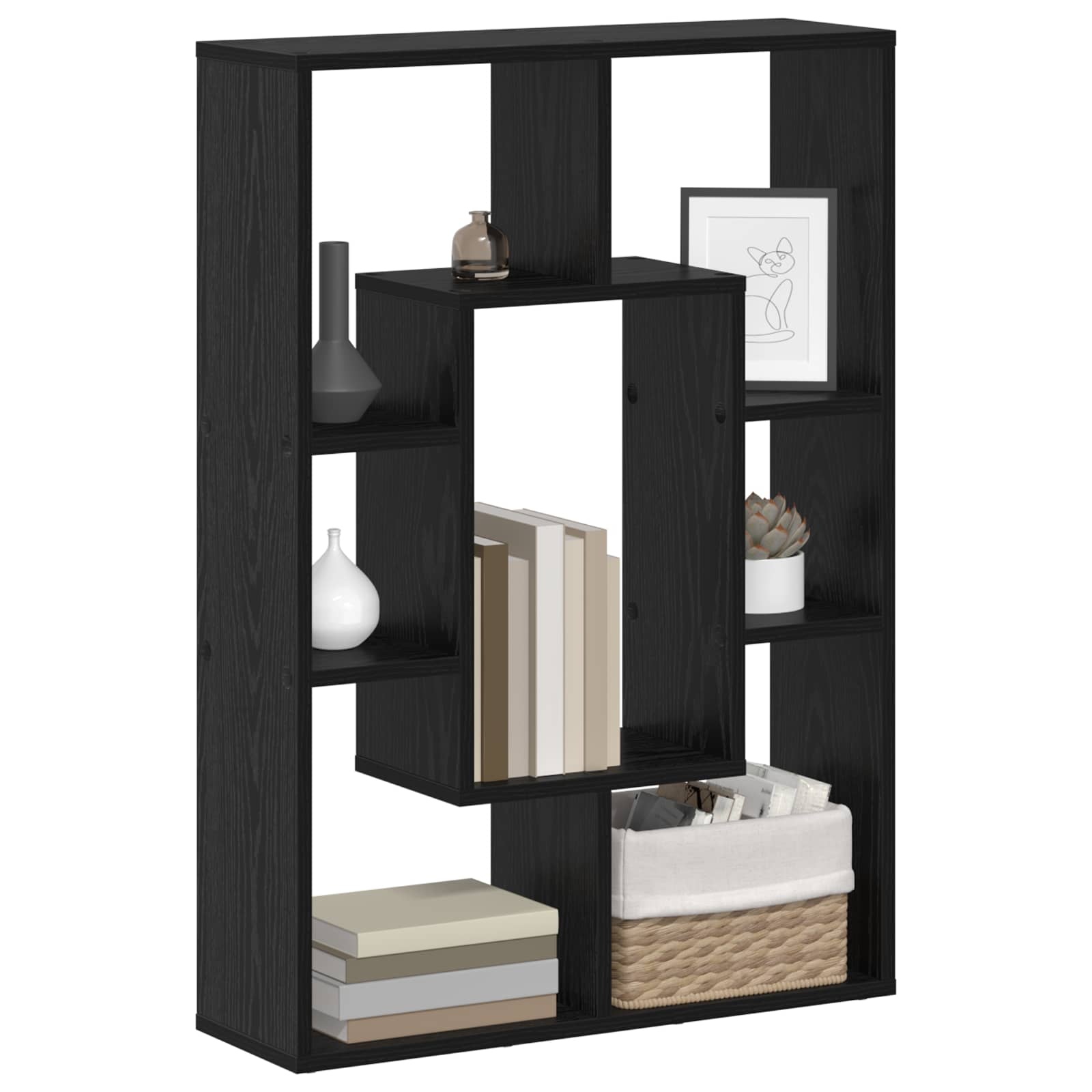 Boekenkast Zwart Eiken 63 x 20 x 90 cm Bewerkt hout is nu te koop bij PeponiXL, paradijselijk wonen!