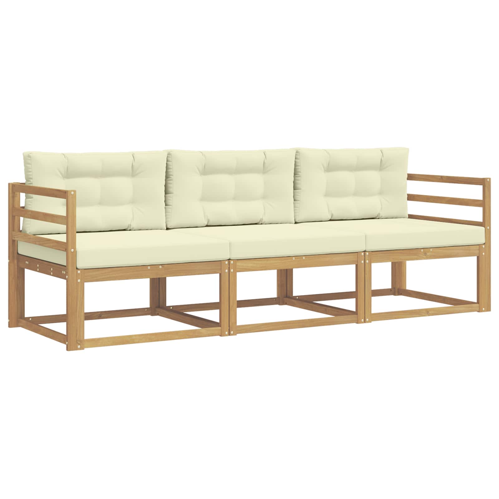 Buiten bankenset met kussen 3 pcs Wit en crèmekleurig Polyester is nu te koop bij PeponiXL, paradijselijk wonen!