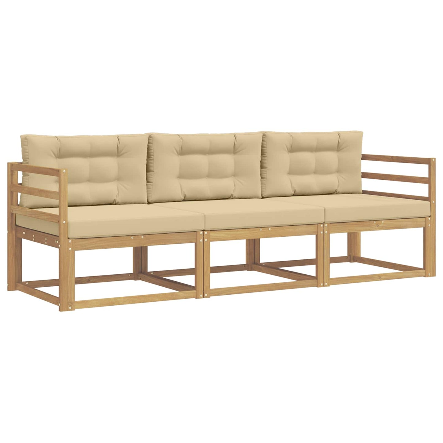 Buiten bankenset met kussen 3 pcs Wit en Beige Polyester is nu te koop bij PeponiXL, paradijselijk wonen!