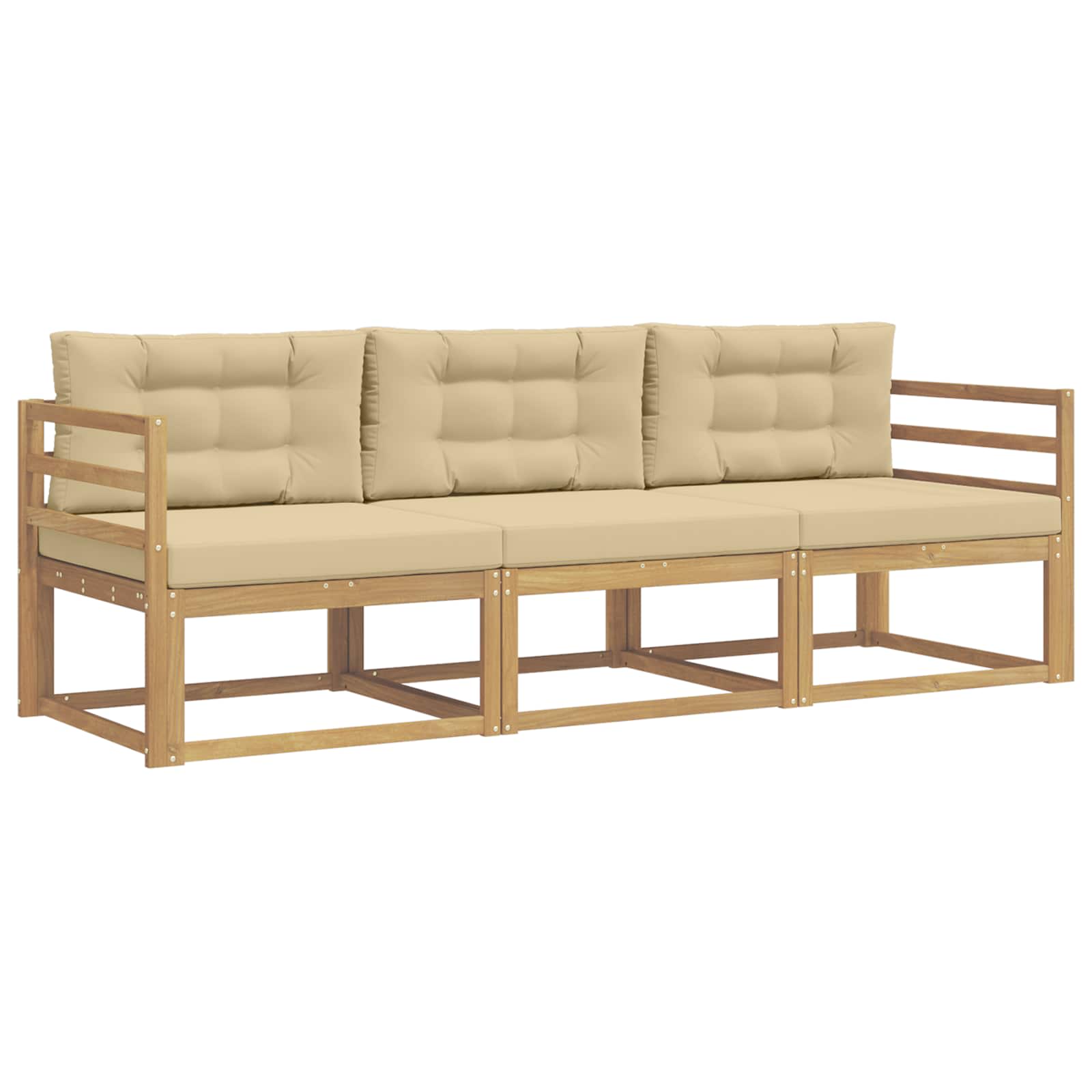 Buiten bankenset met kussen 3 pcs Wit en Beige Polyester is nu te koop bij PeponiXL, paradijselijk wonen!