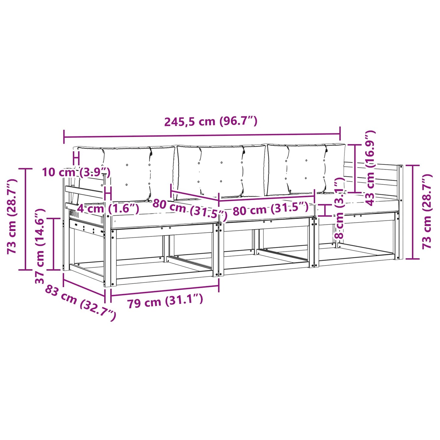 Buiten bankenset met kussen 3 pcs Wit en Beige Polyester is nu te koop bij PeponiXL, paradijselijk wonen!