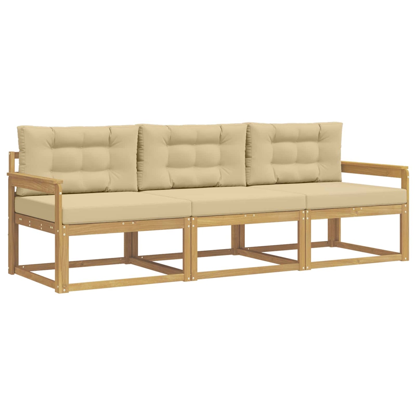 Buiten bankenset met kussen 3 pcs Wit en Beige Polyester is nu te koop bij PeponiXL, paradijselijk wonen!