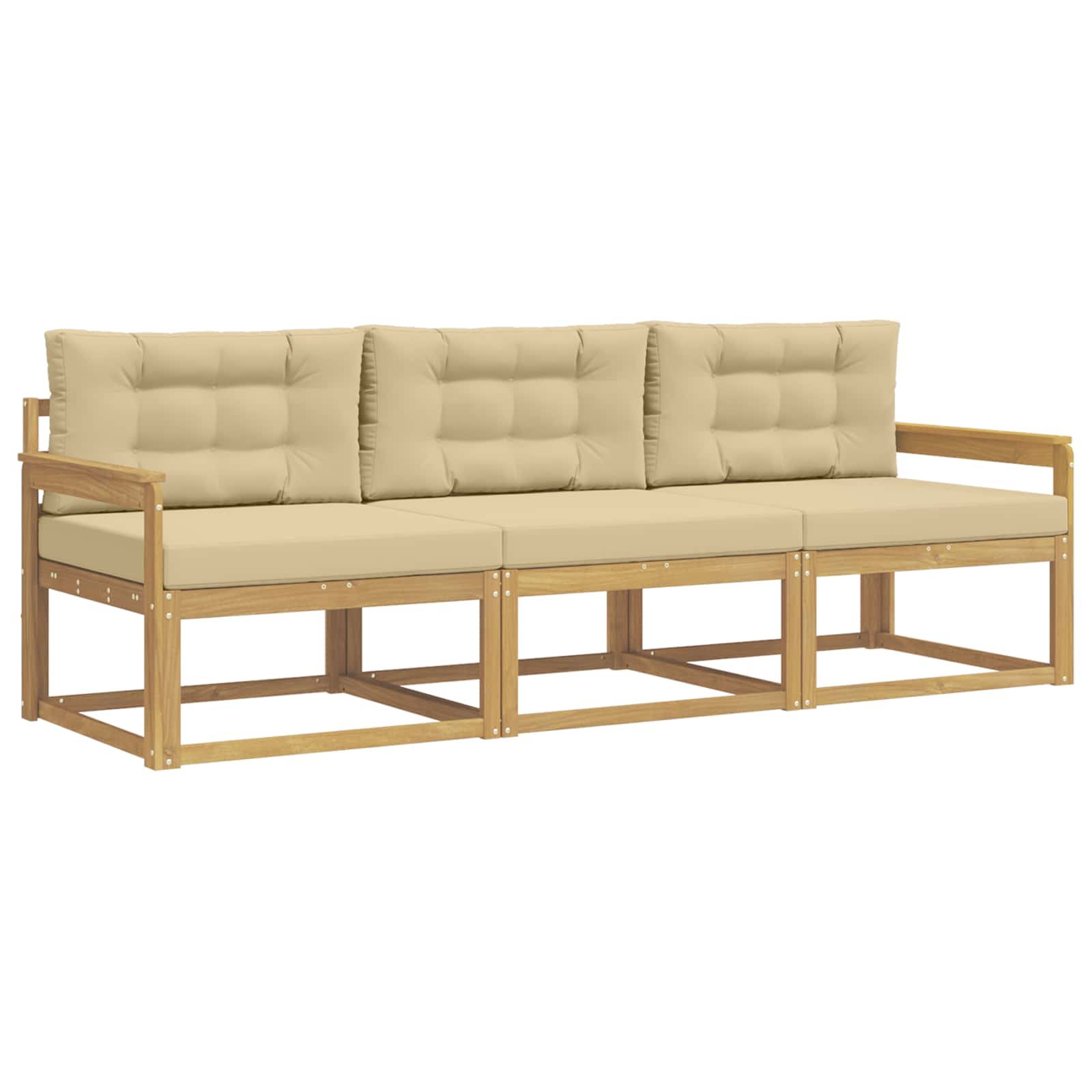 Buiten bankenset met kussen 3 pcs Wit en Beige Polyester is nu te koop bij PeponiXL, paradijselijk wonen!