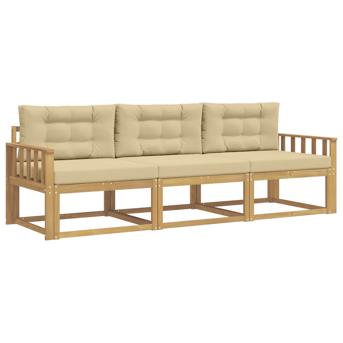 Buiten bankenset met kussen 3 pcs Wit en Beige Polyester is nu te koop bij PeponiXL, paradijselijk wonen!