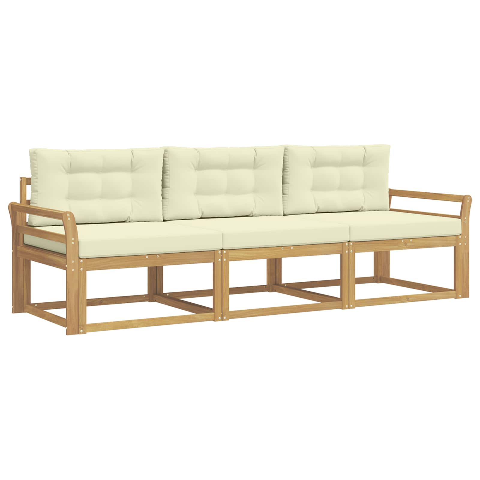 Buiten bankenset met kussen 3 pcs Wit en crèmekleurig Polyester is nu te koop bij PeponiXL, paradijselijk wonen!