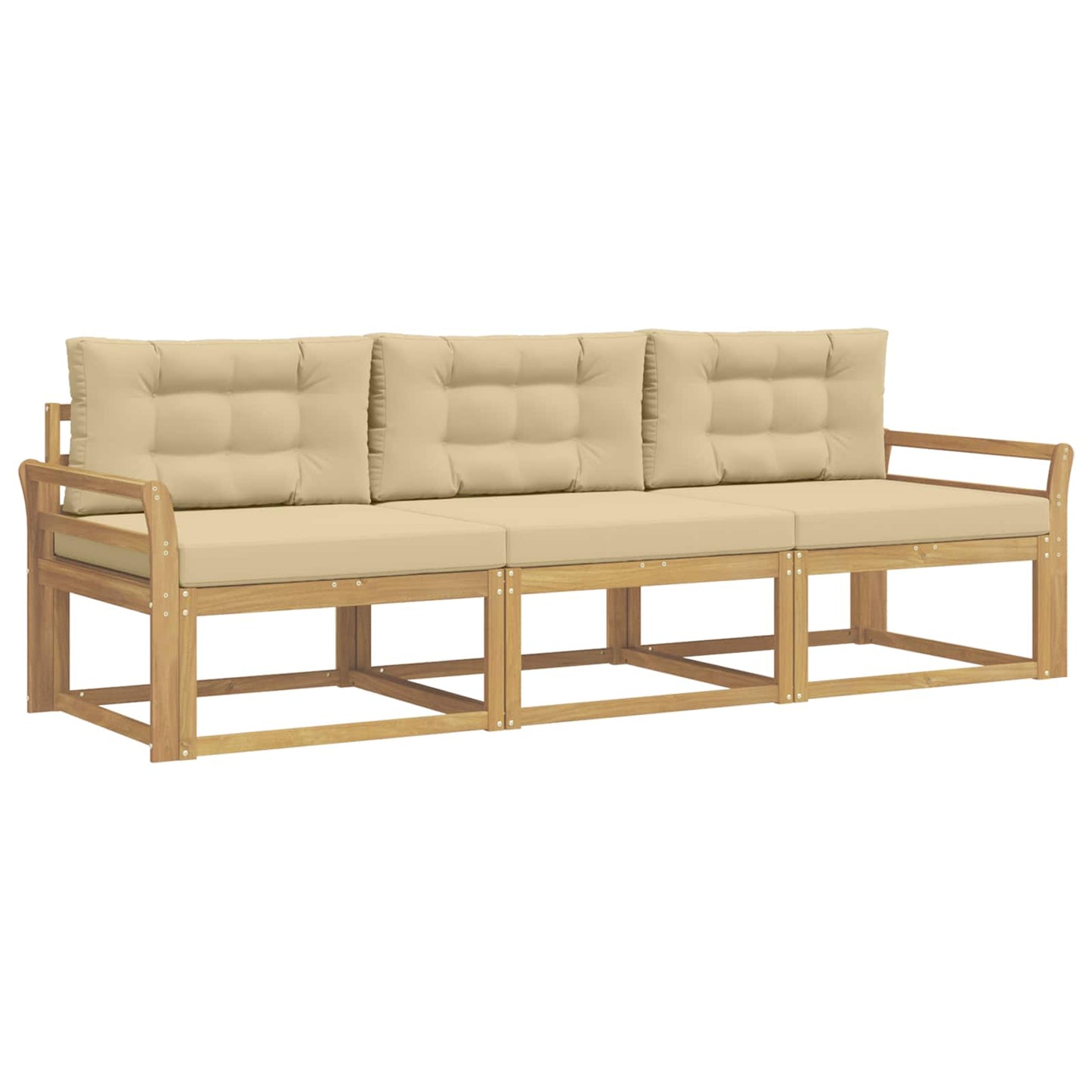 Buiten bankenset met kussen 3 pcs Wit en Beige Polyester is nu te koop bij PeponiXL, paradijselijk wonen!