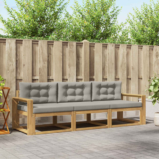 Buiten bankenset met kussen 3 pcs Wit en Lichtgrijs Polyester is nu te koop bij PeponiXL, paradijselijk wonen!