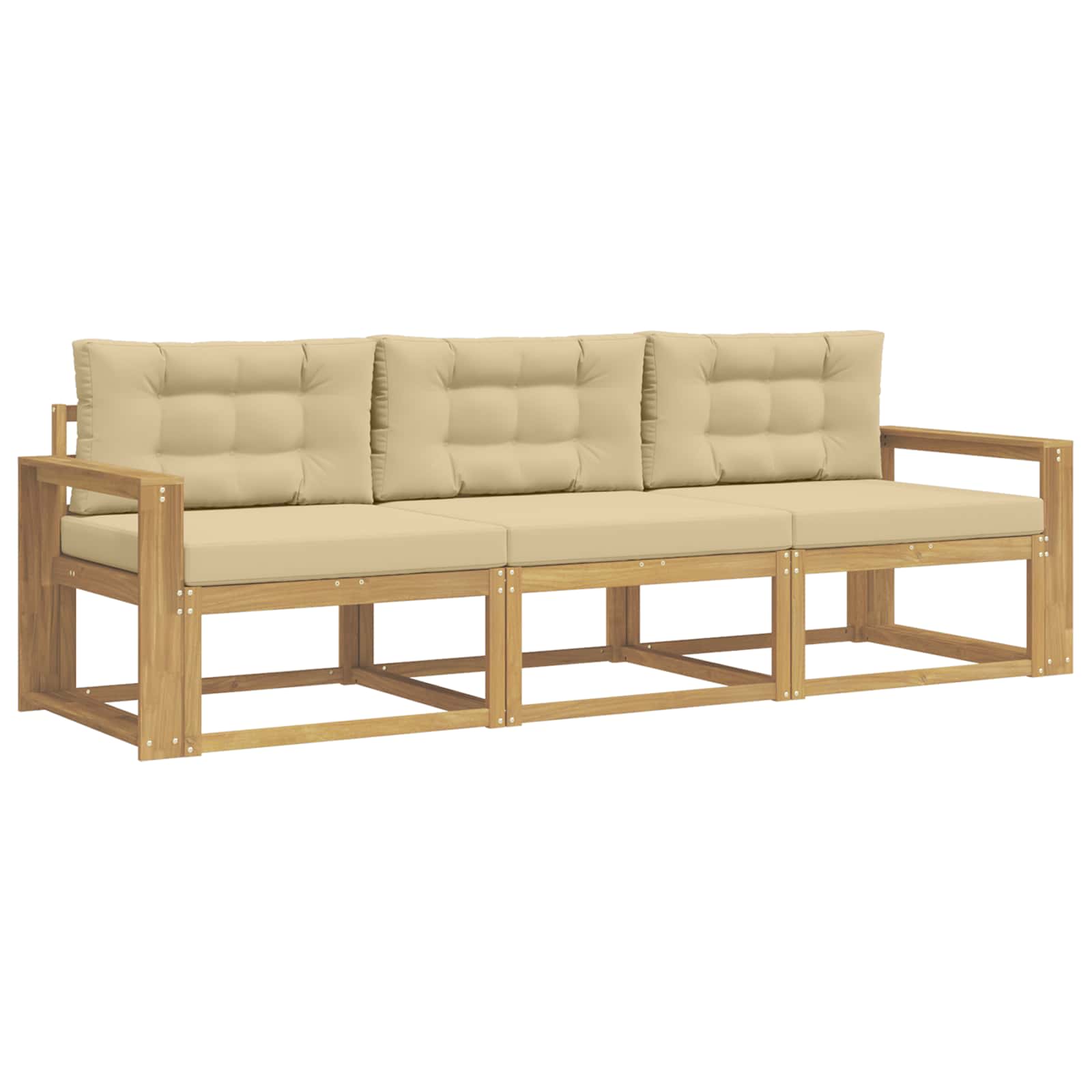 Buiten bankenset met kussen 3 pcs Wit en Beige Polyester is nu te koop bij PeponiXL, paradijselijk wonen!