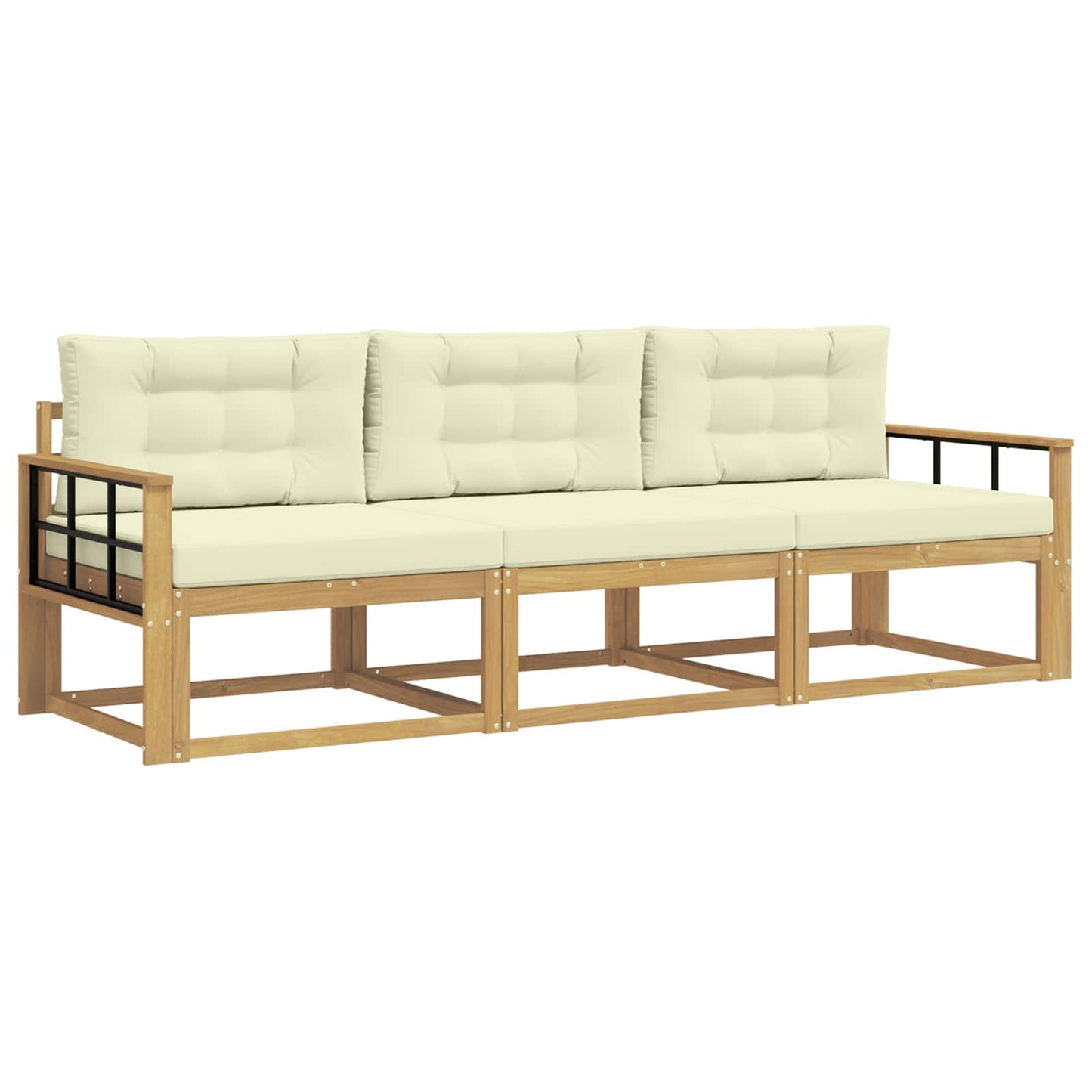 Buiten bankenset met kussen 3 pcs Wit en crèmekleurig Polyester is nu te koop bij PeponiXL, paradijselijk wonen!