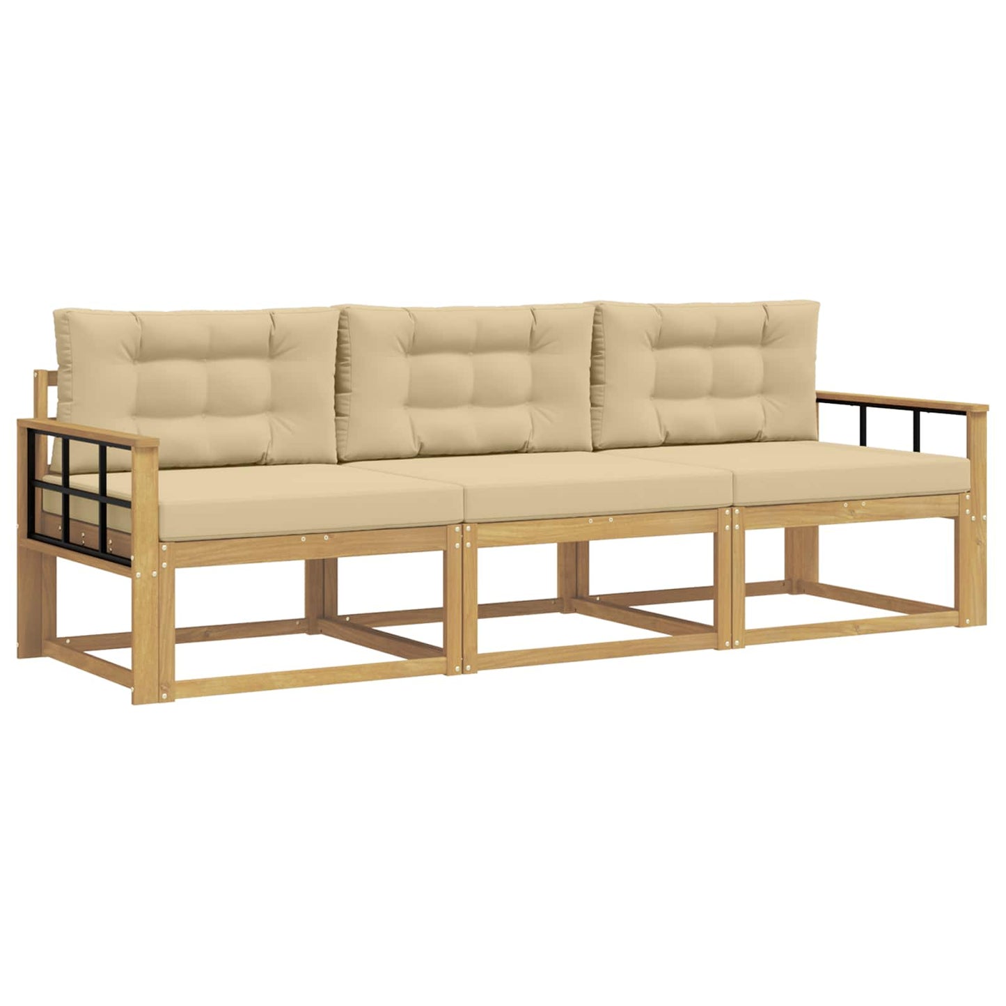 Buiten bankenset met kussen 3 pcs Wit en Beige Polyester is nu te koop bij PeponiXL, paradijselijk wonen!