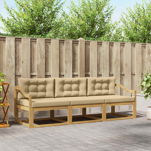 Buiten bankenset met kussen 3 pcs Wit en Beige Polyester is nu te koop bij PeponiXL, paradijselijk wonen!