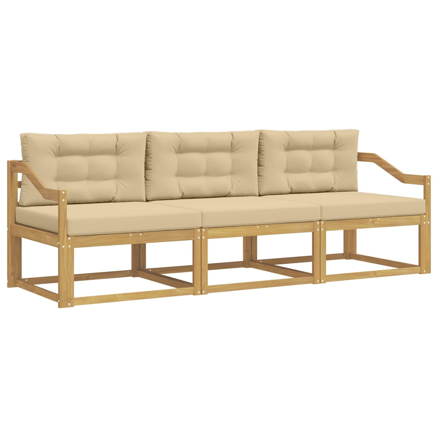 Buiten bankenset met kussen 3 pcs Wit en Beige Polyester is nu te koop bij PeponiXL, paradijselijk wonen!