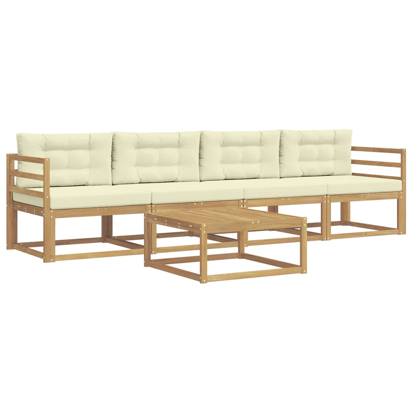 Buiten bankenset met kussen 4 pcs Wit en crèmekleurig is nu te koop bij PeponiXL, paradijselijk wonen!