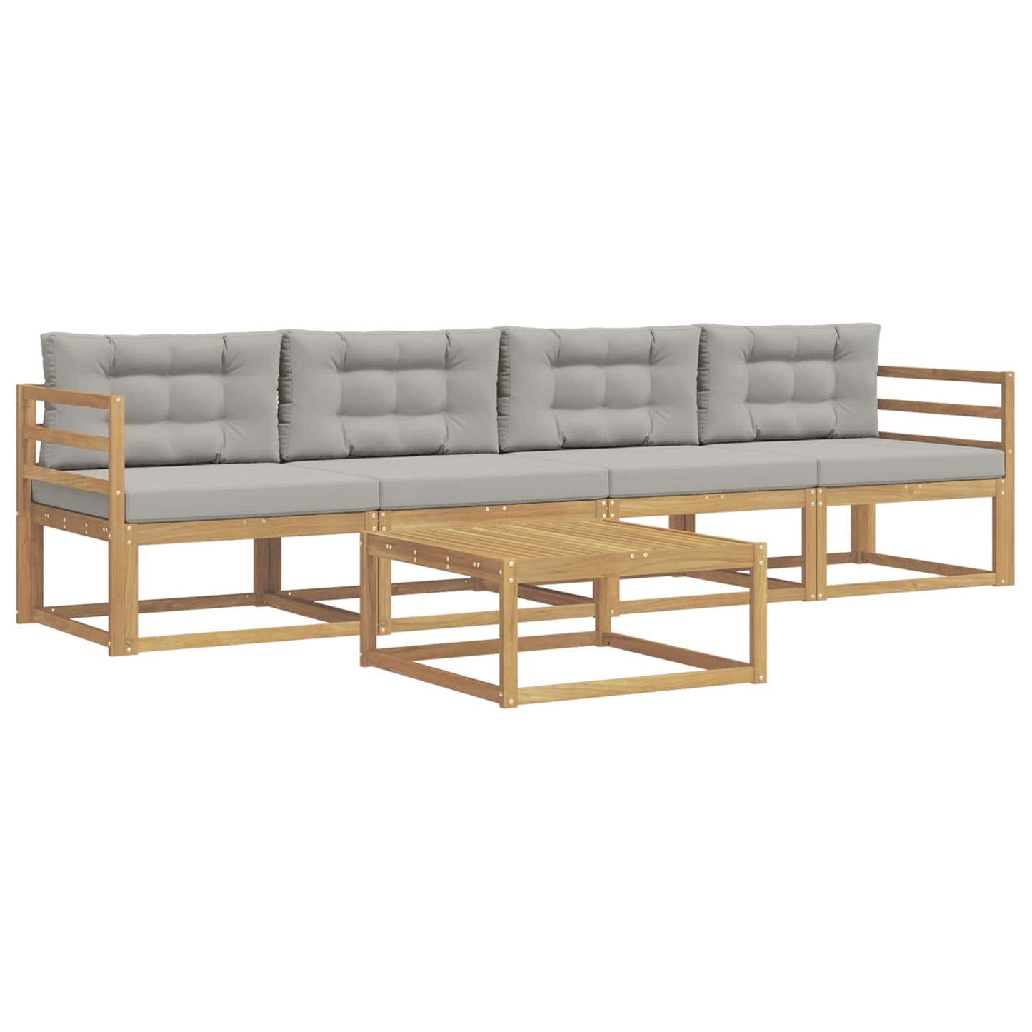 Buiten bankenset met kussen 4 pcs Wit en Lichtgrijs is nu te koop bij PeponiXL, paradijselijk wonen!
