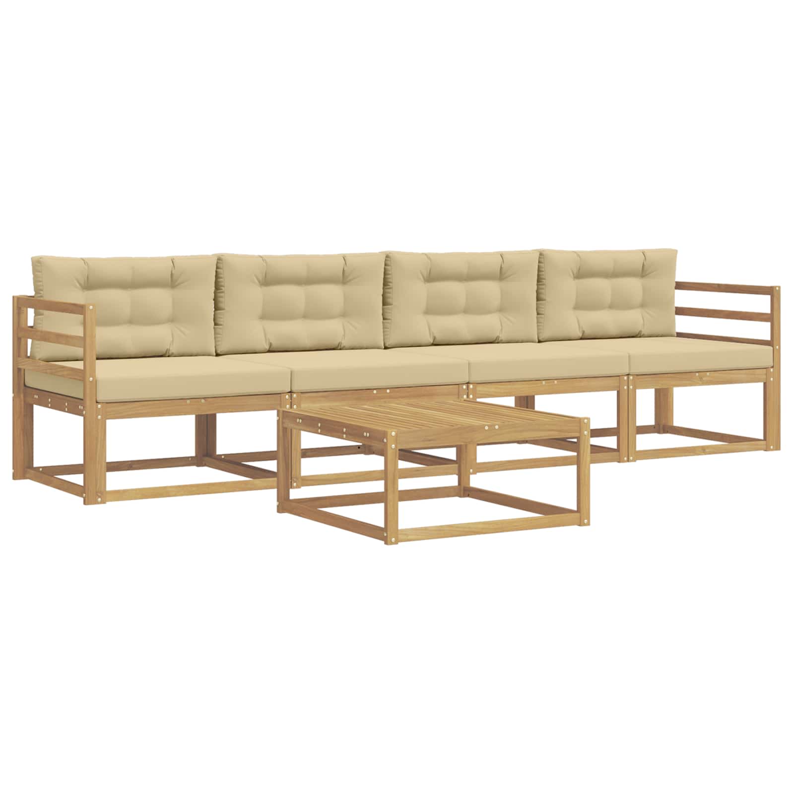 Buiten bankenset met kussen 4 pcs Wit en Beige is nu te koop bij PeponiXL, paradijselijk wonen!